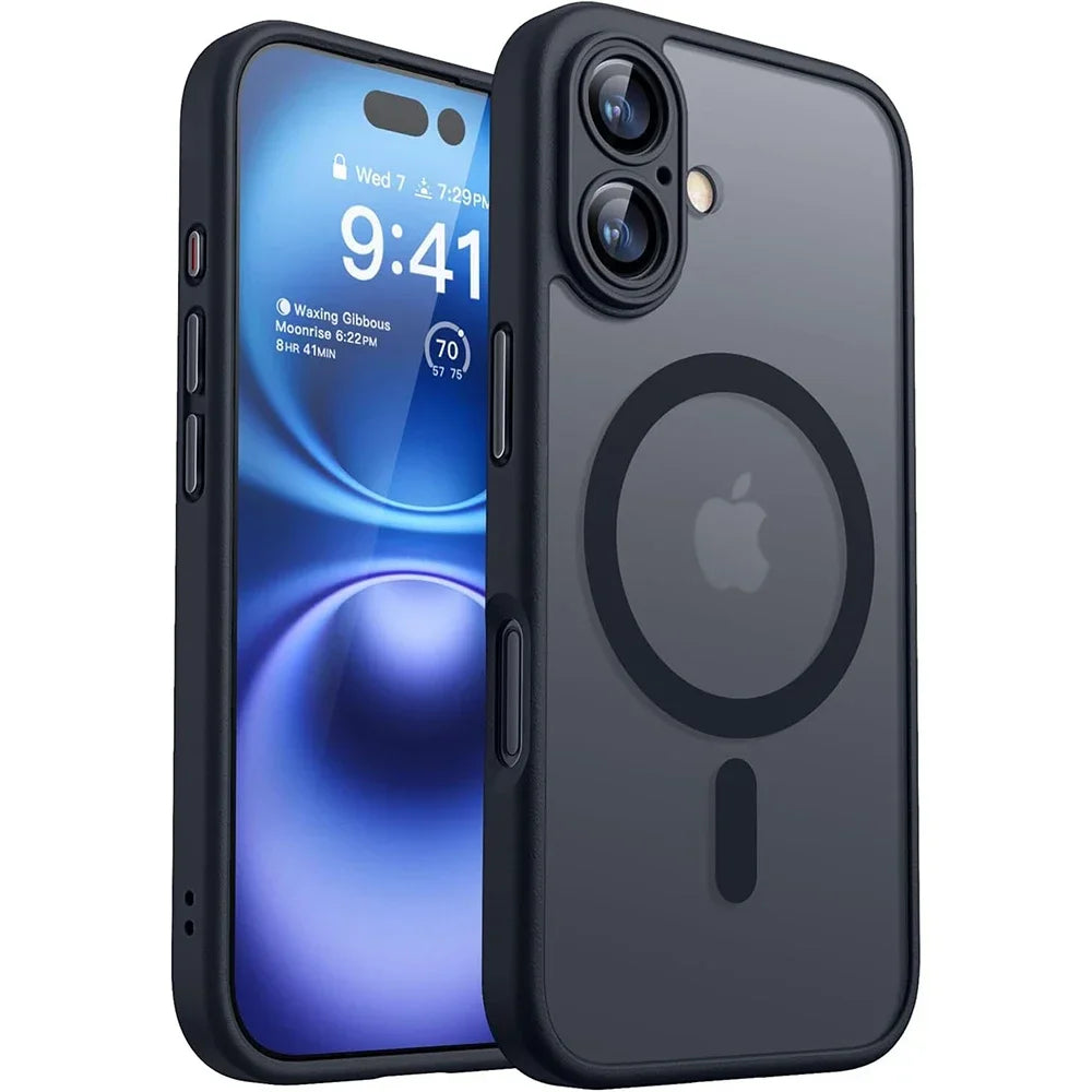 Luxury Matte Translucent MagSafe Armor Case for iPhone 16 Series