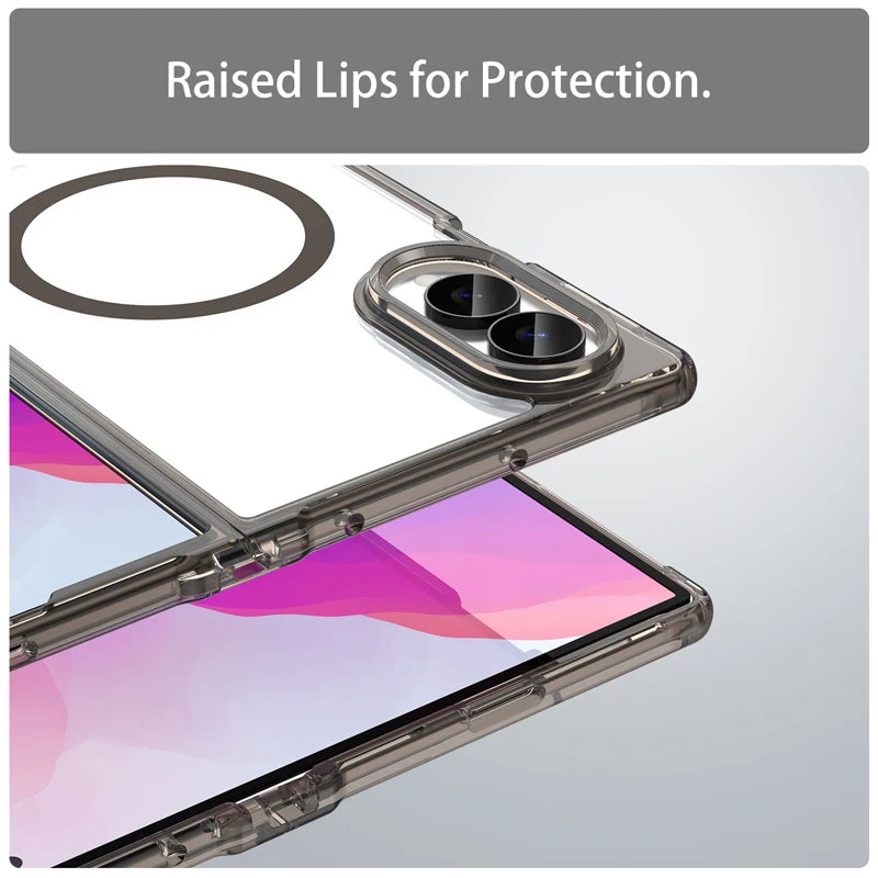 Transparent Anti-Fingerprint Case with Magnetic Ring for Samsung Galaxy Z Fold 8