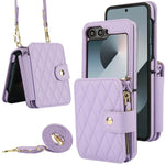 Premium Leather Crossbody Case with Card Holder & Wrist Strap for Samsung Galaxy Z Flip 6