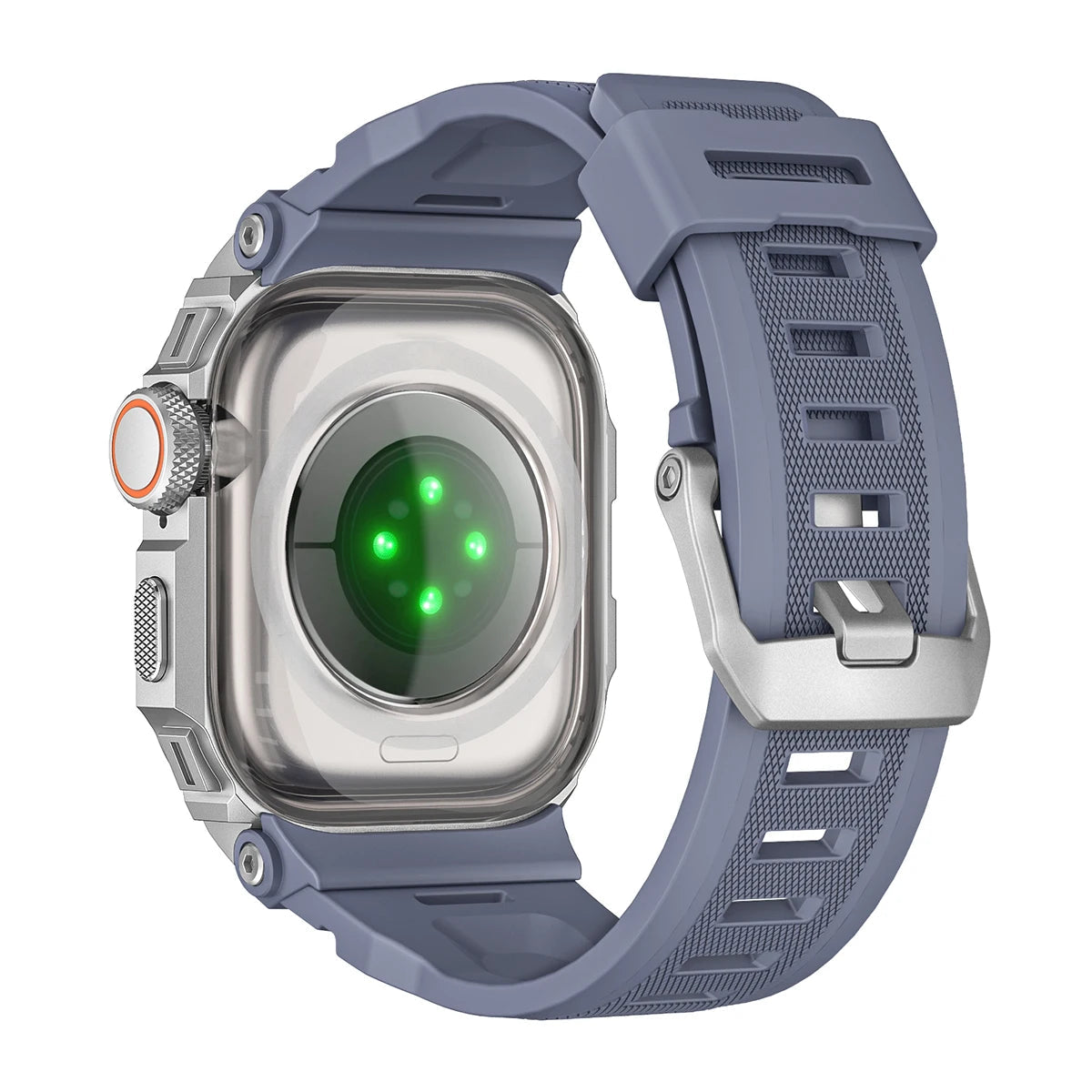 Integrated Silicone Case Band with Metal Bumper for Apple Watch