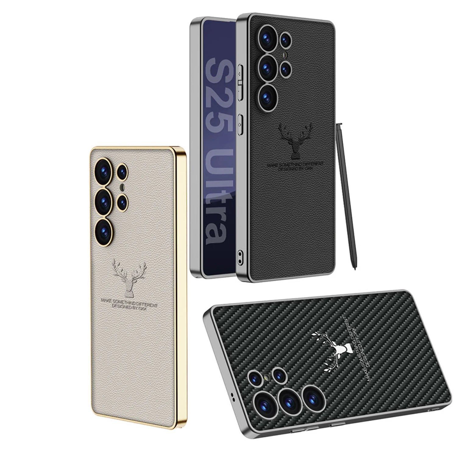 Premium Moose Pattern Leather Case with Soft Edge for Samsung Galaxy S25 Ultra