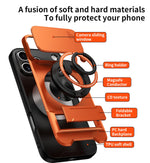 iPhone 17 Series MagSafe Case with Lens Slide Cover and 360° Ring Stand