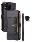 Crossbody Lanyard Wallet Case with Zipper & Card Holder for iPhone 16 Series