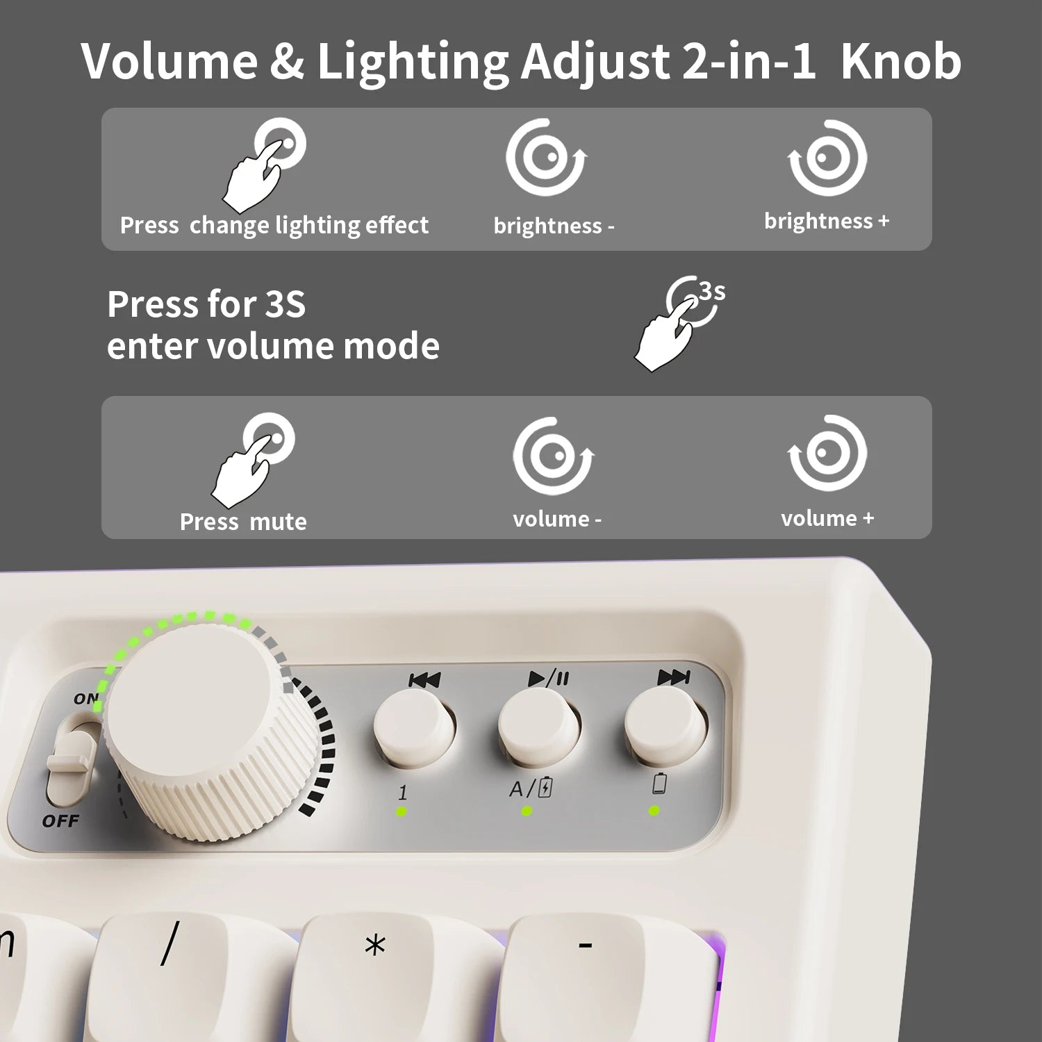 EWEADN V97 Cute Creamy Wireless Gaming Keyboard with RGB Backlight