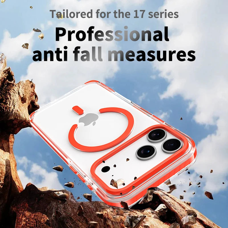 Premium Clear MagSafe Case with Striped Edges for iPhone 17 Series