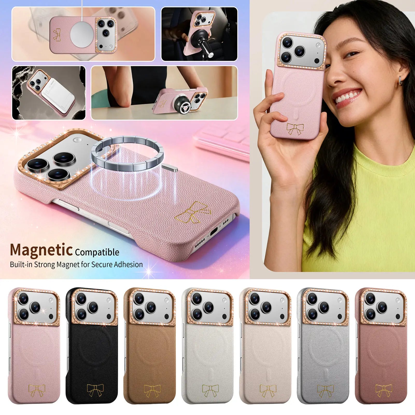 Bow Pattern MagSafe Case for iPhone 17 Series