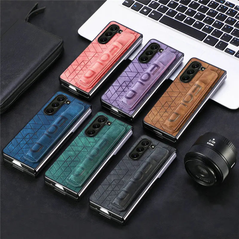 Elegant Leather Case for Samsung Galaxy Z Fold 6 with Wrist Strap & Pen Slot