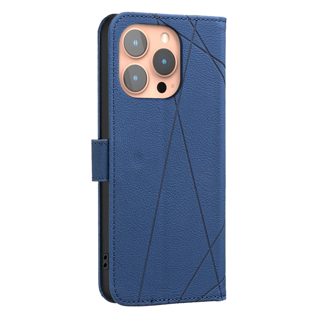 Embossed Leather Flip Wallet Case for iPhone 16 Series