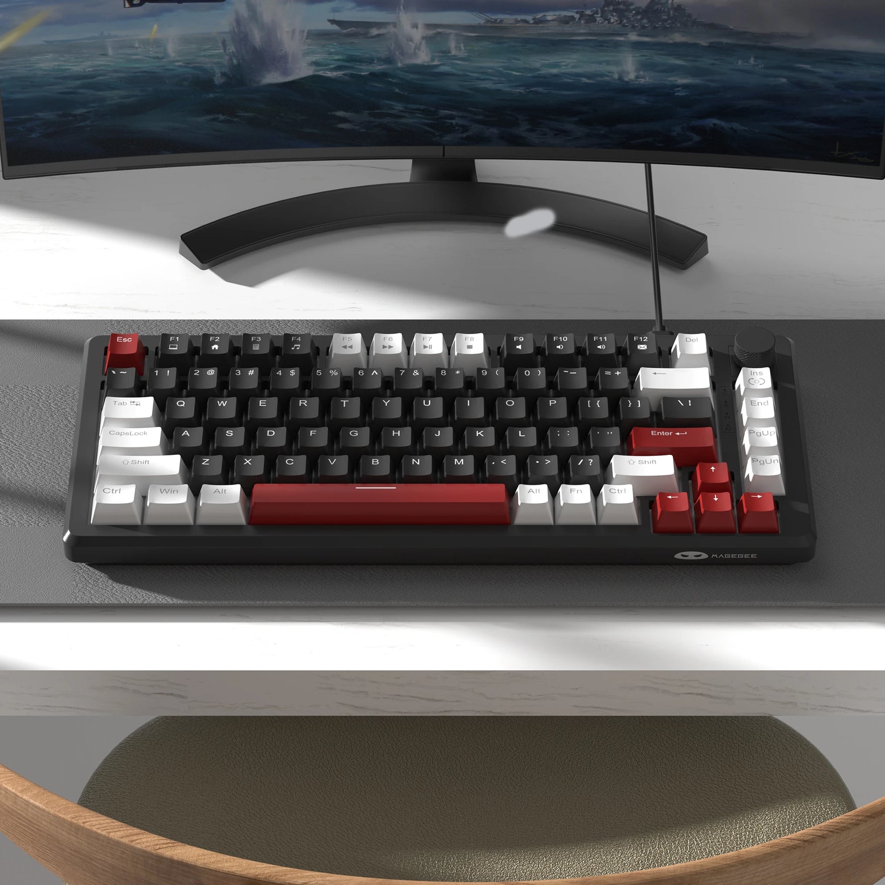 MageGee STAR75 Compact 75% Gaming Keyboard with Knob and Mechanical Switches