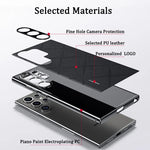 Plaid Grid Leather PU Case with Plating Lens for Samsung Galaxy S24 Series