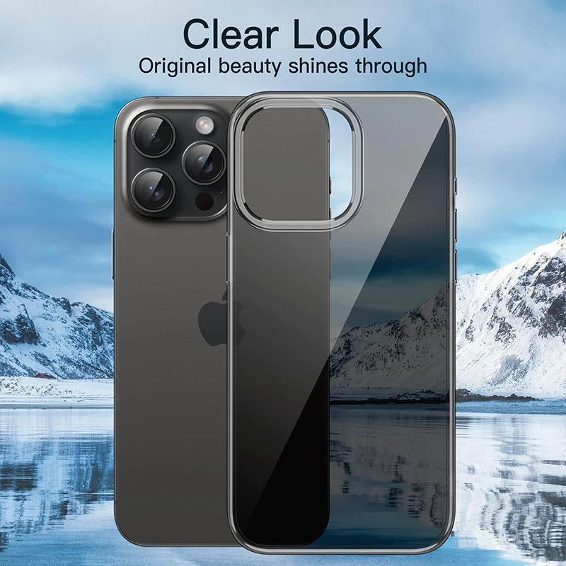Transparent Black Ultra-Thin Soft Silicone Case for iPhone 15 Series