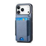 Carbon Fiber Design Vertical Flip Phone Holder Wallet Case for iPhone 17 Series