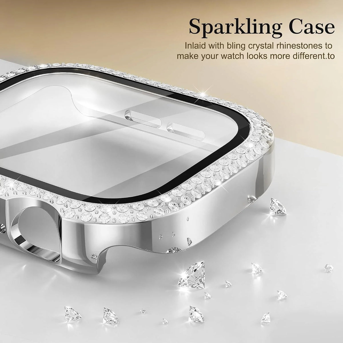 Tempered Glass Screen Protector Case with Polycarbonate Bumper for Apple Watch