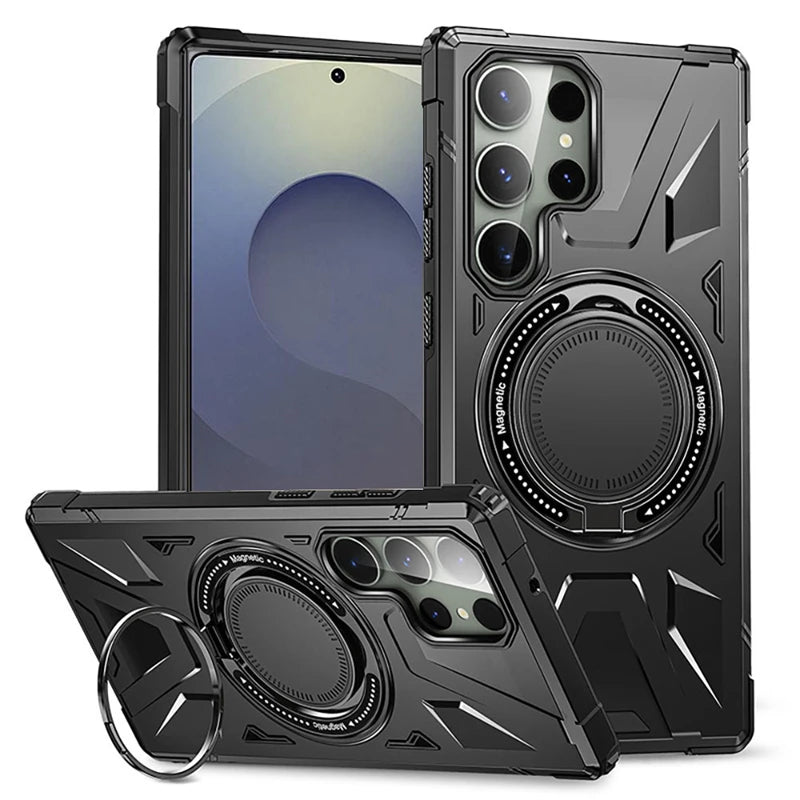 Shockproof Magnetic Armor Case with Ring Stand for Samsung Galaxy S26 Series
