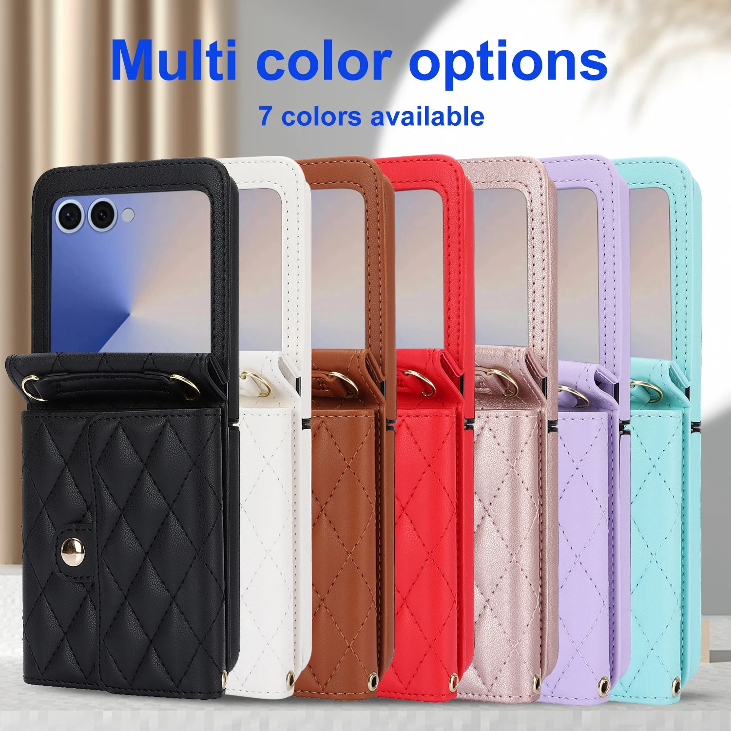 Crossbody PU Leather Phone Case with RFID Blocking & Card Slots for Samsung Galaxy Z Flip 7