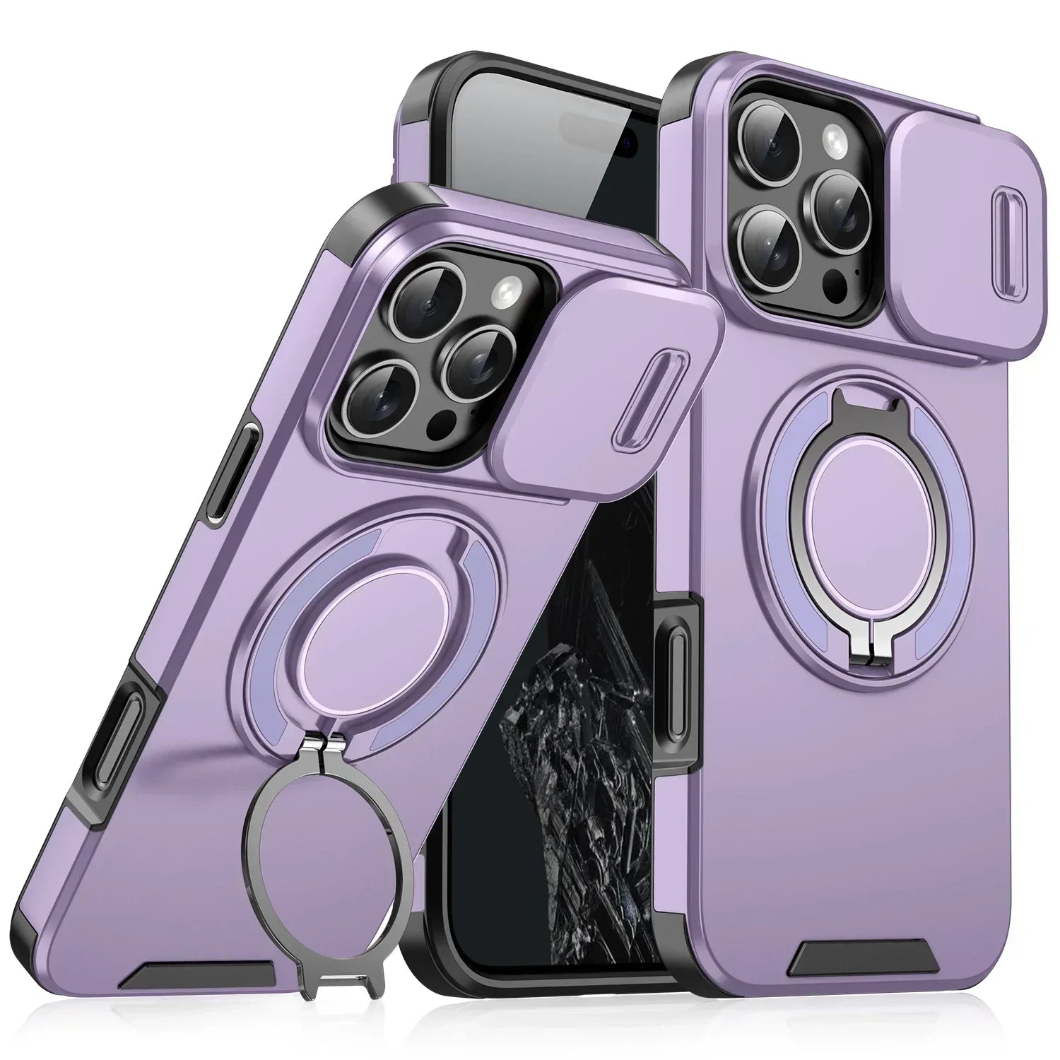 Shockproof Armor Magnetic Case with Slide Camera Protection for iPhone 16 Series