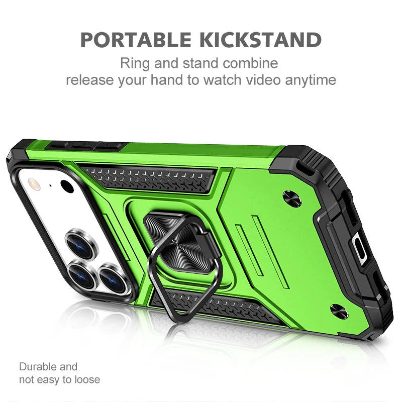 Heavy-Duty Shockproof Shockproof Case with Metal Ring Holder for iPhone 17 Series