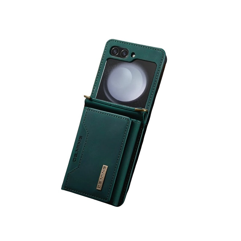 Multifunctional Storage Card Wallet PU Shock Absorbing Cover With Drawstring Foldable Phone Case for Samsung Galaxy Z Flip 5