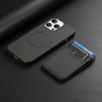 iPhone 16 Series Carbon Fiber MagSafe Case with Magnetic Wallet