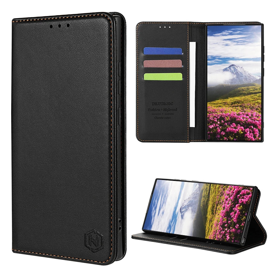 Skin-Friendly Leather Flip Case with Card Slot for Samsung Galaxy S26 Series