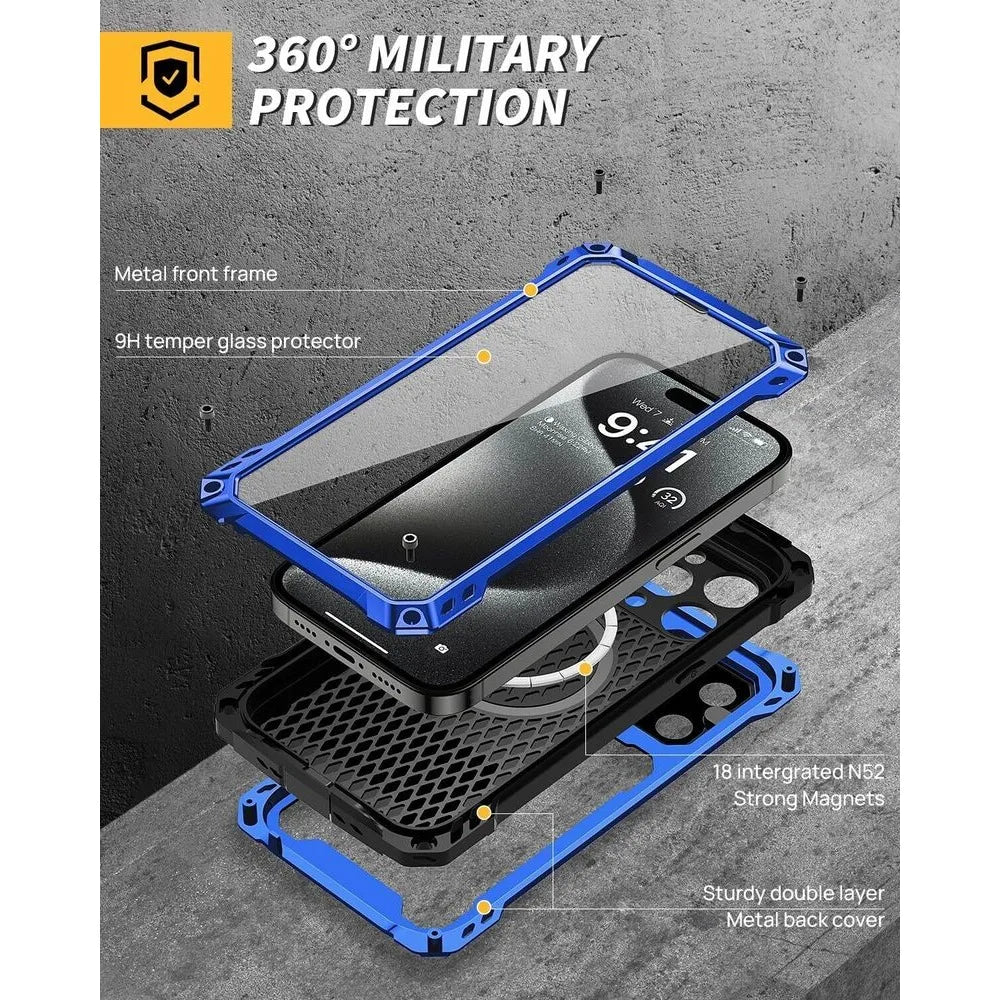 Heavy-Duty Metal Case and Glass Camera Lens Cover for iPhone 16 Series