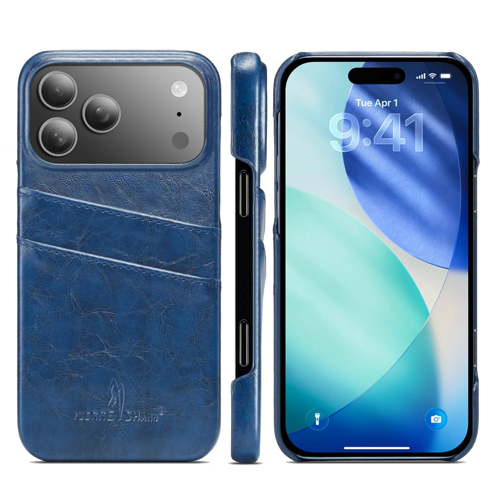 iPhone 17 Series Leather Back Cover with Card Slot and Easy-Open Button Design