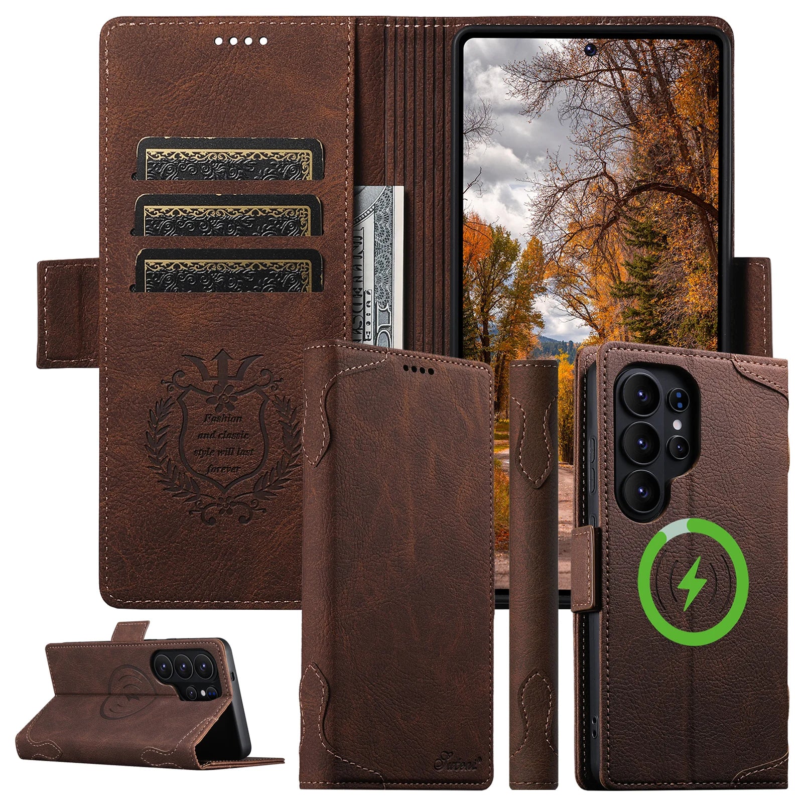 Lychee Grain Leather Case with Stand for Samsung Galaxy S26 Ultra
