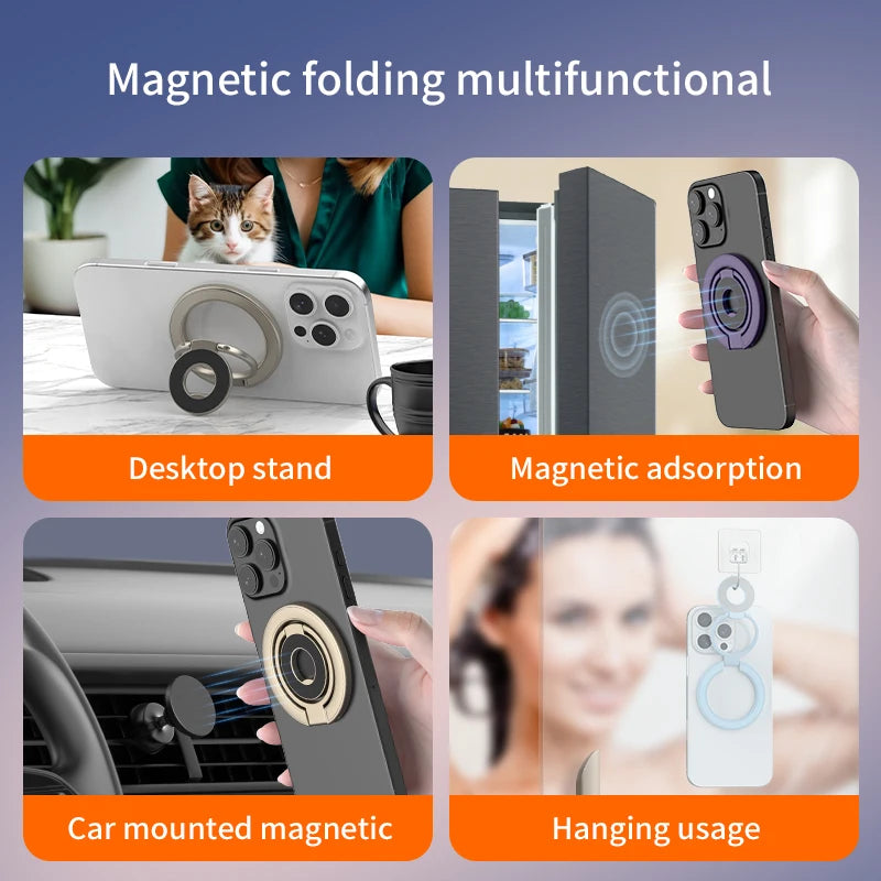 MagSafe-Compatible Magnetic Ring Grip & Kickstand