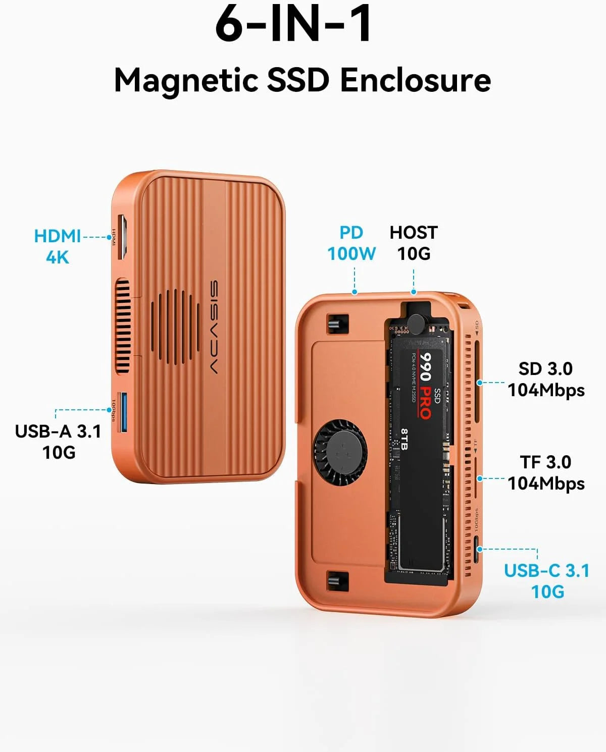 Acasis Magnetic 10Gbps USB-C Docking Station With M.2 NVMe SSD Enclosure