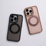 Frosted Grid Mesh MagSafe Case with 360° Rotating Kickstand for iPhone 16 Series
