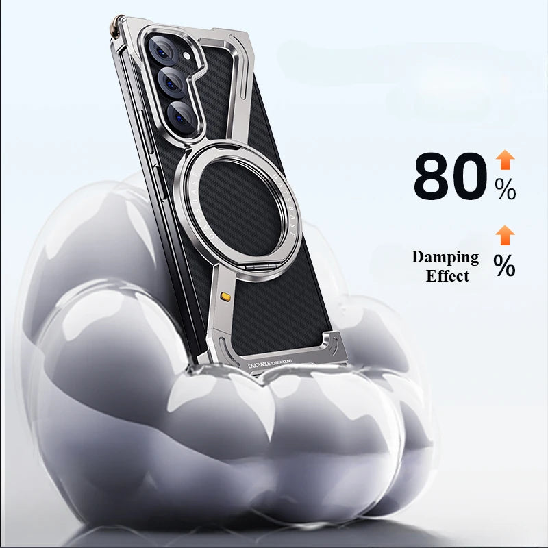 Samsung Galaxy Z Fold 5 Bezel-less Metal Case with Magnetic Stand