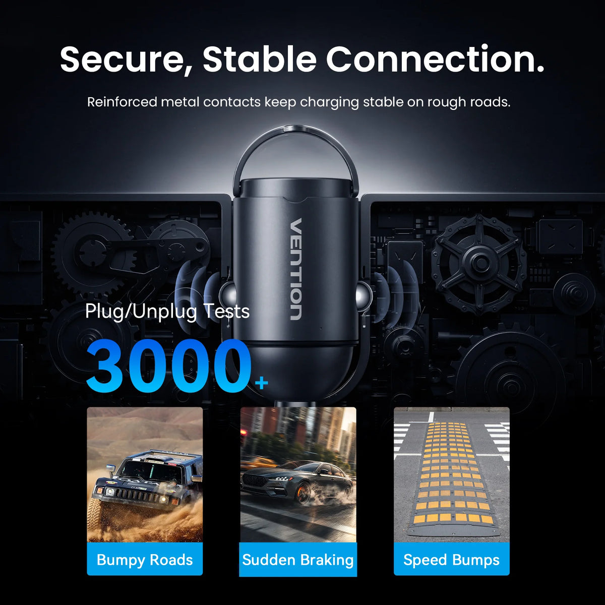 Vention 45W Dual-Port Car Charger With Pull Ring