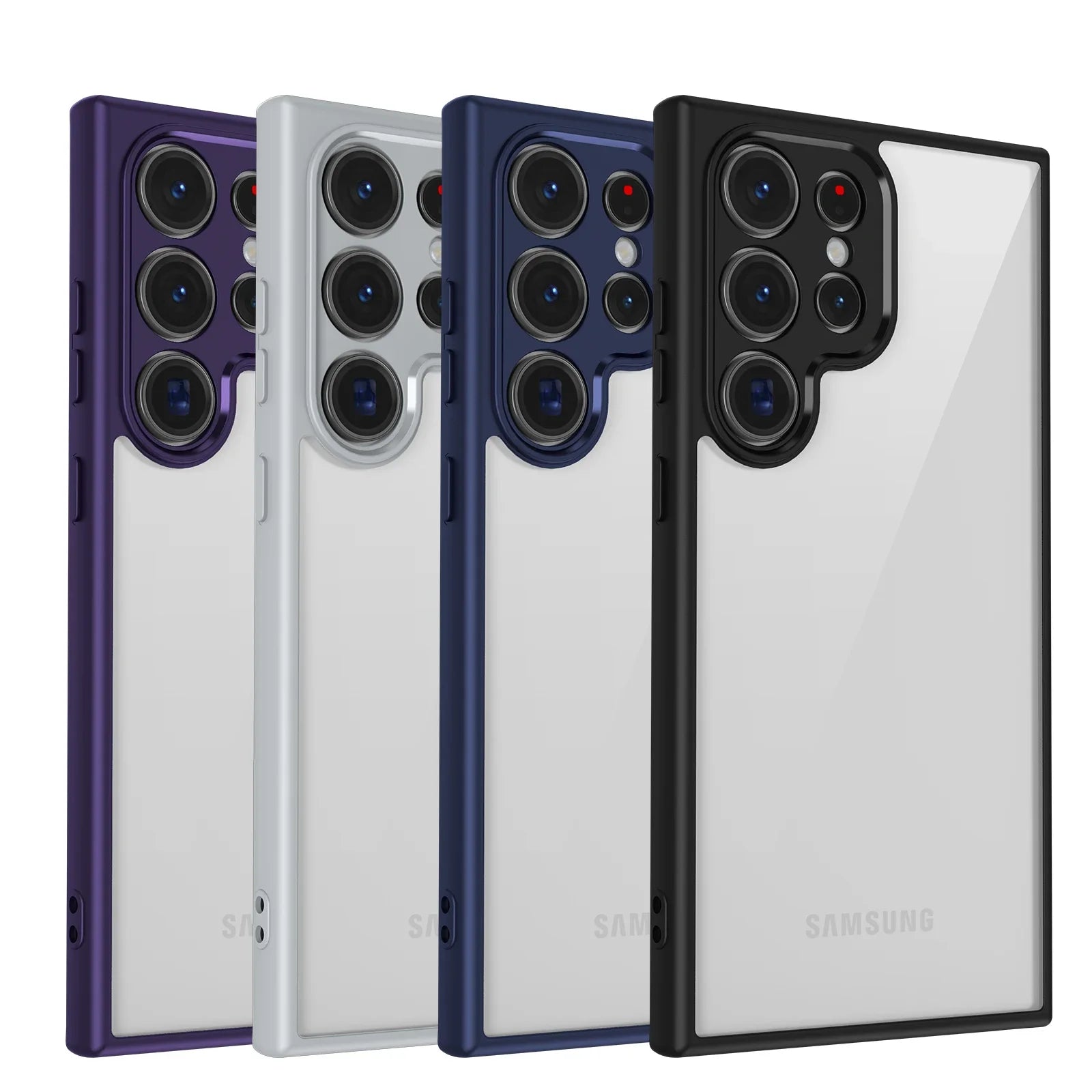 Shockproof Armor Matte Frosted Clear Case with Lens Protection for Samsung Galaxy S24 Series