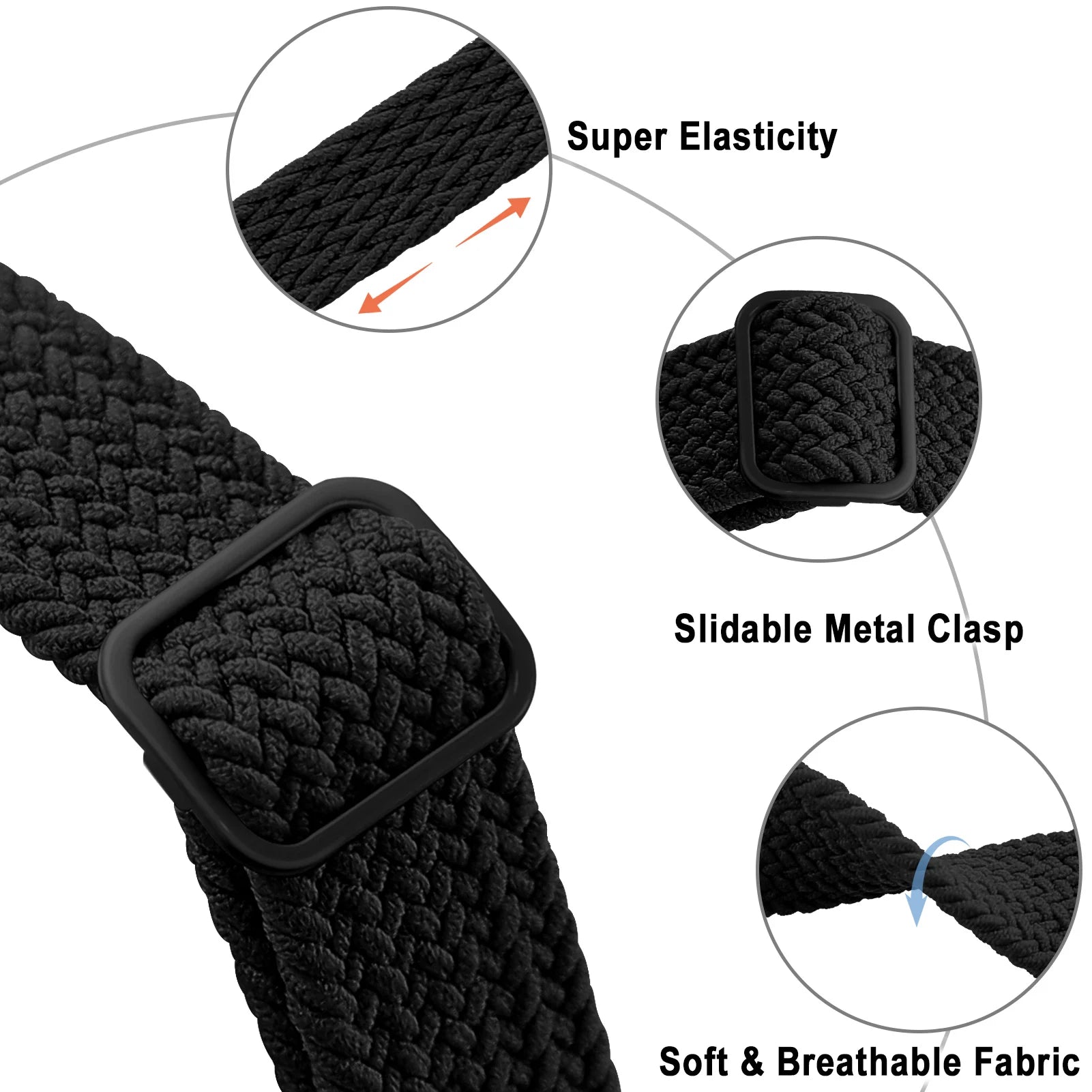 Adjustable Braided Nylon Bracelet for Samsung Galaxy Watch 8 / Galaxy Watch 8 Classic
