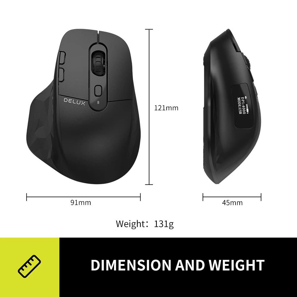 Delux M912DB Ergonomic Multi-Mode Gaming Mouse