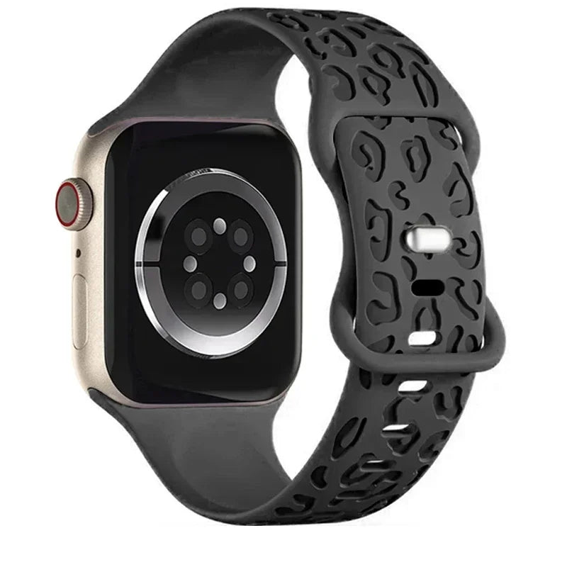 Leopard Pattern Engraved Silicone Sport Band for Apple Watch