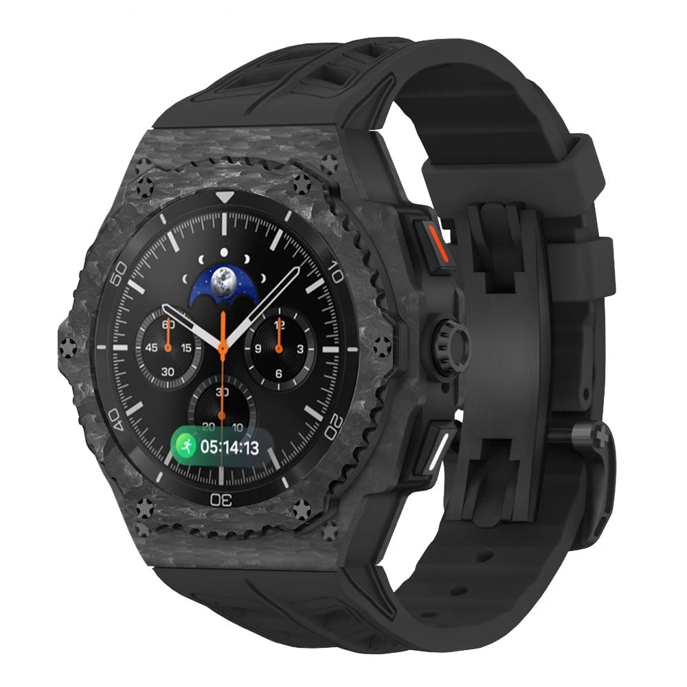 Carbon Case Mod Kit With Fluororubber Strap for Samsung Galaxy Watch & Galaxy Watch 8 Classic