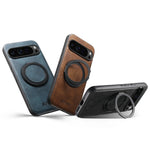 Premium Magnetic Leather Case with 360° Rotating Ring for Google Pixel 9 Series
