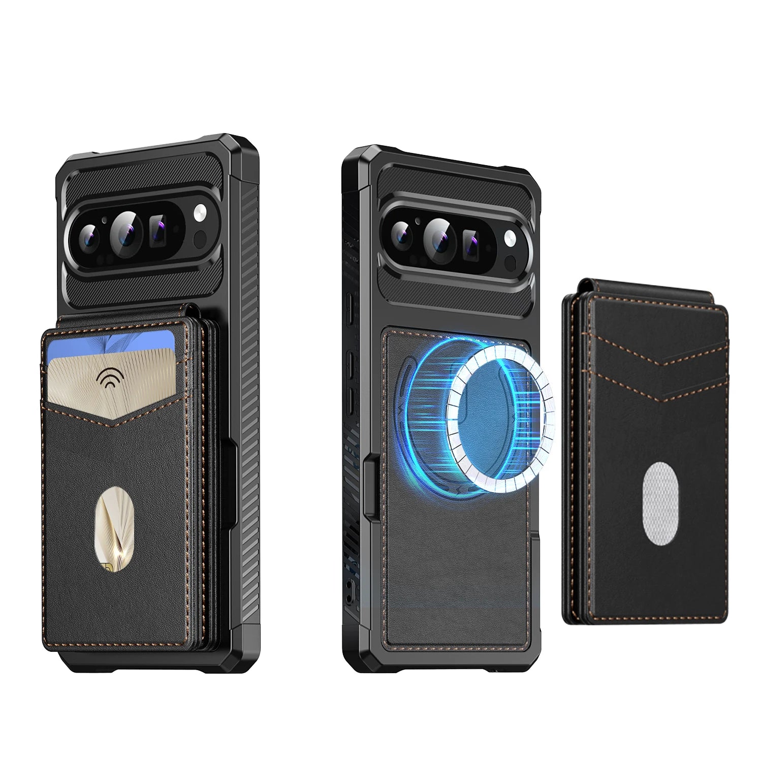 Premium Magnetic Leather Case with Detachable Card Holder for Google Pixel 9 Series