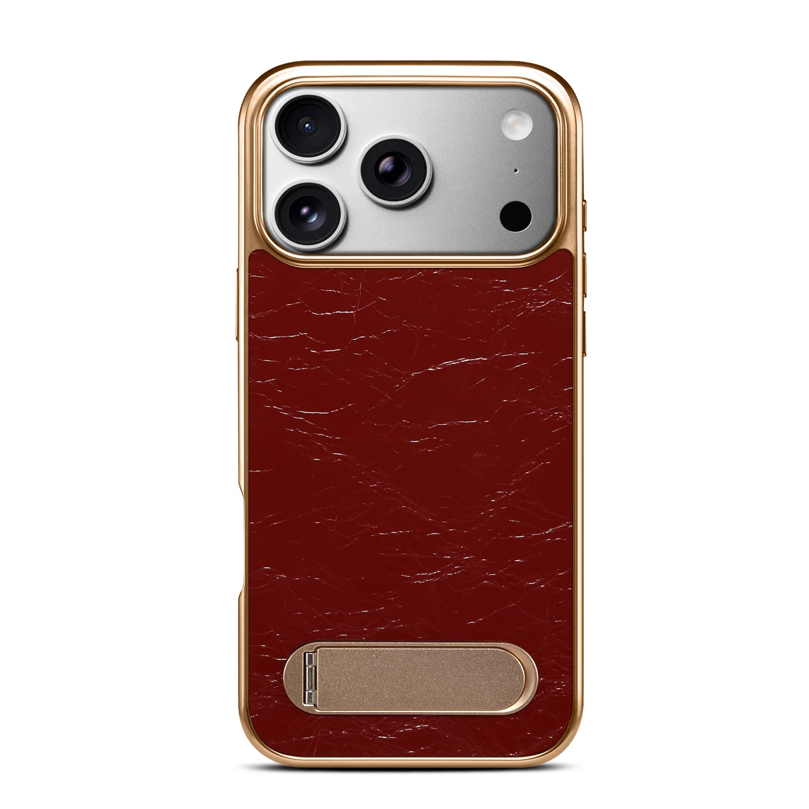 Premium Genuine Leather MagSafe Protective Case with Stand for iPhone 17 Series