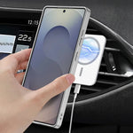 Electroplate Leather Shockproof Magnetic Case with Rotating Ring Bracket for Samsung Galaxy S25 Ultra