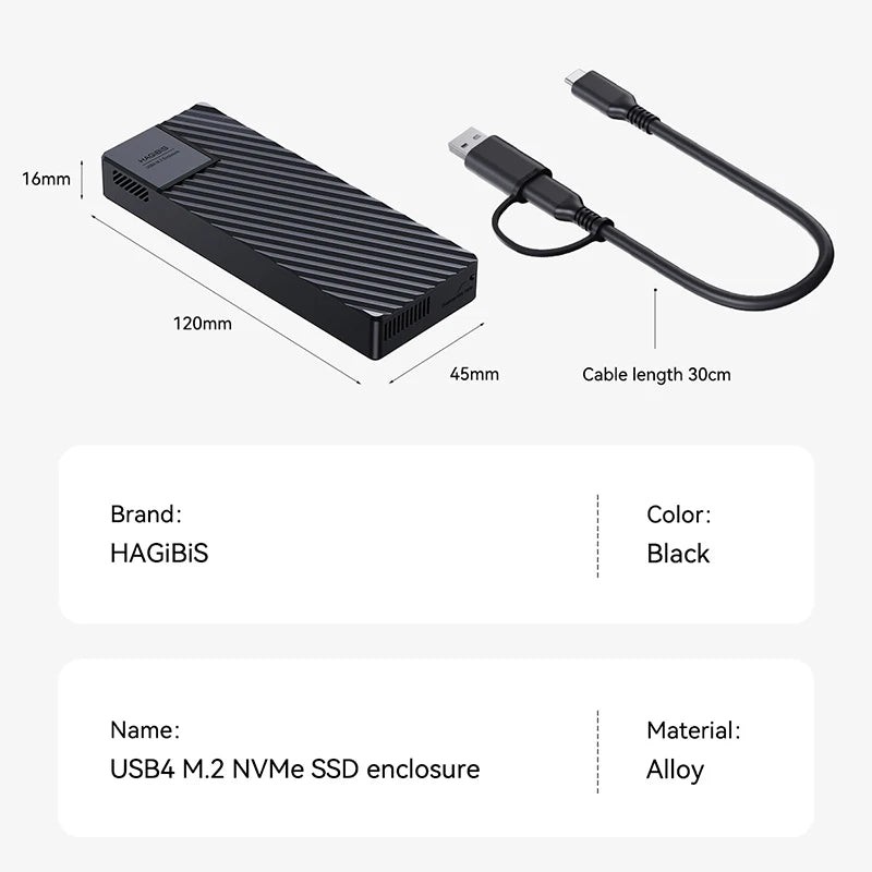 Hagibis USB4 40Gbps M.2 NVMe SSD Enclosure
