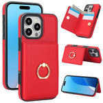 Premium Leather Wallet Case with 360° Ring for iPhone 16 Series