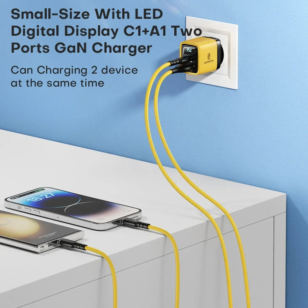 Asometech 35W USB-C GaN Fast Charger Compact Dual-Port Power