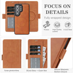 PU Leather Detachable 2-In-1 Flip Wallet Case with Magnetic Alignment Ring for Samsung Galaxy S26 Series