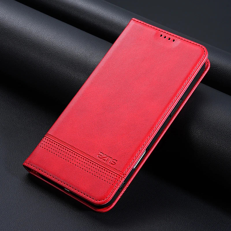 Leather Flip Wallet Case with Magnetic Closure for iPhone 17 Series
