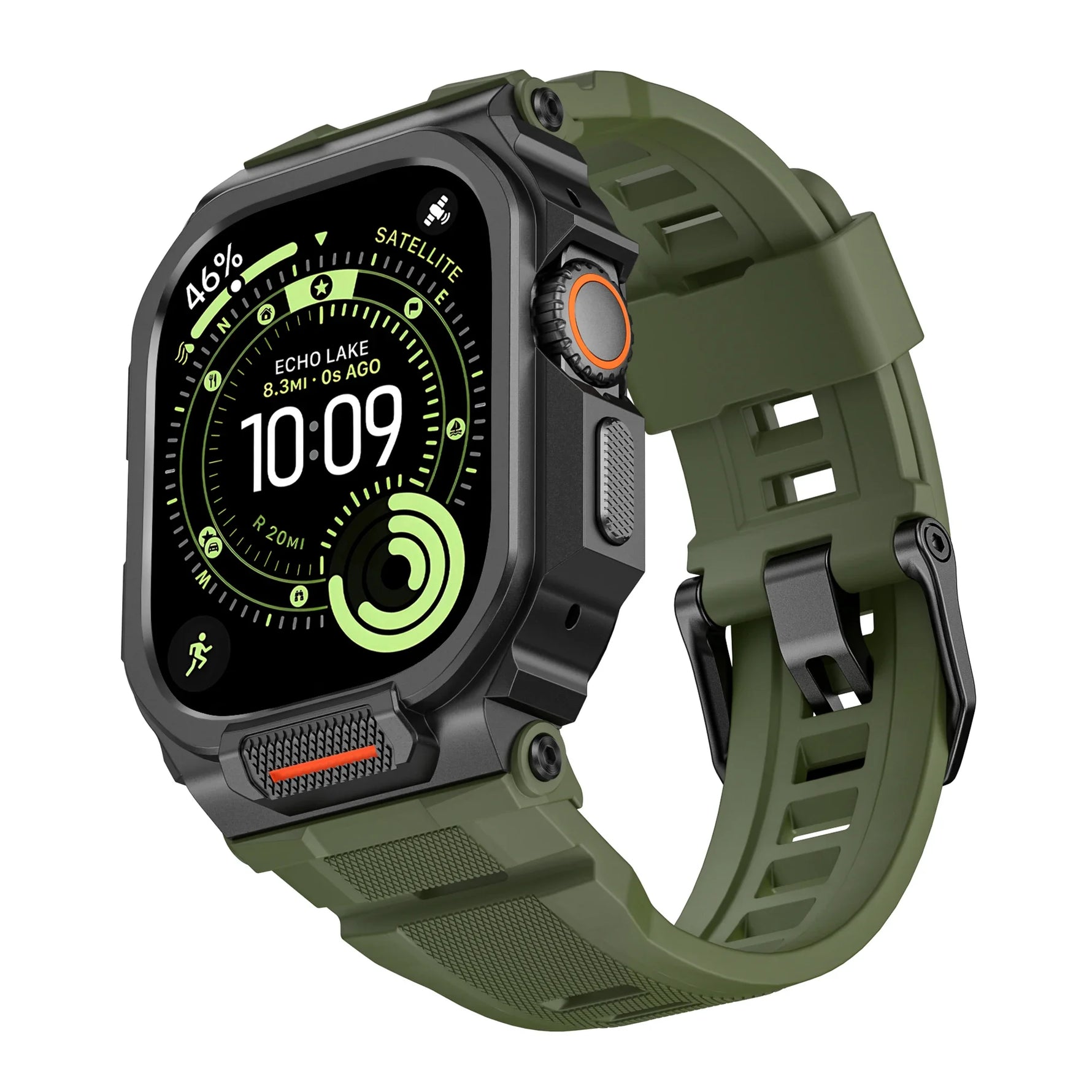 Heavy Duty Metal Bumper Case with Silicone Strap for Apple Watch Ultra 3