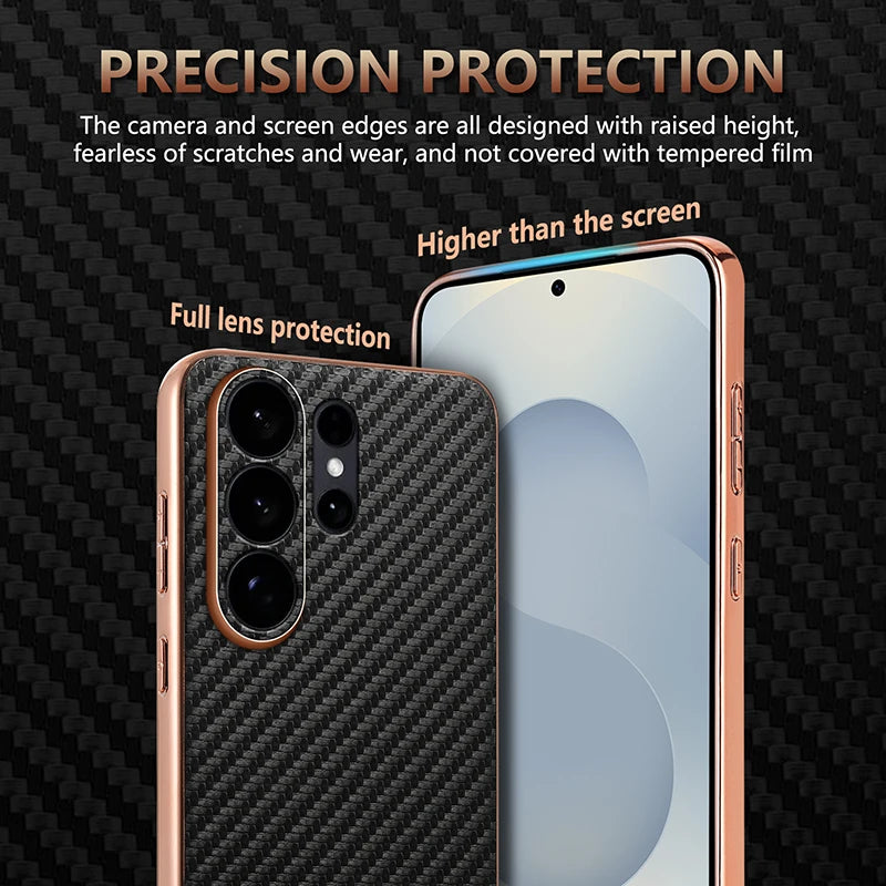 Carbon Fiber Pattern Skin-Feel Phone Case for Samsung Galaxy S25 Series