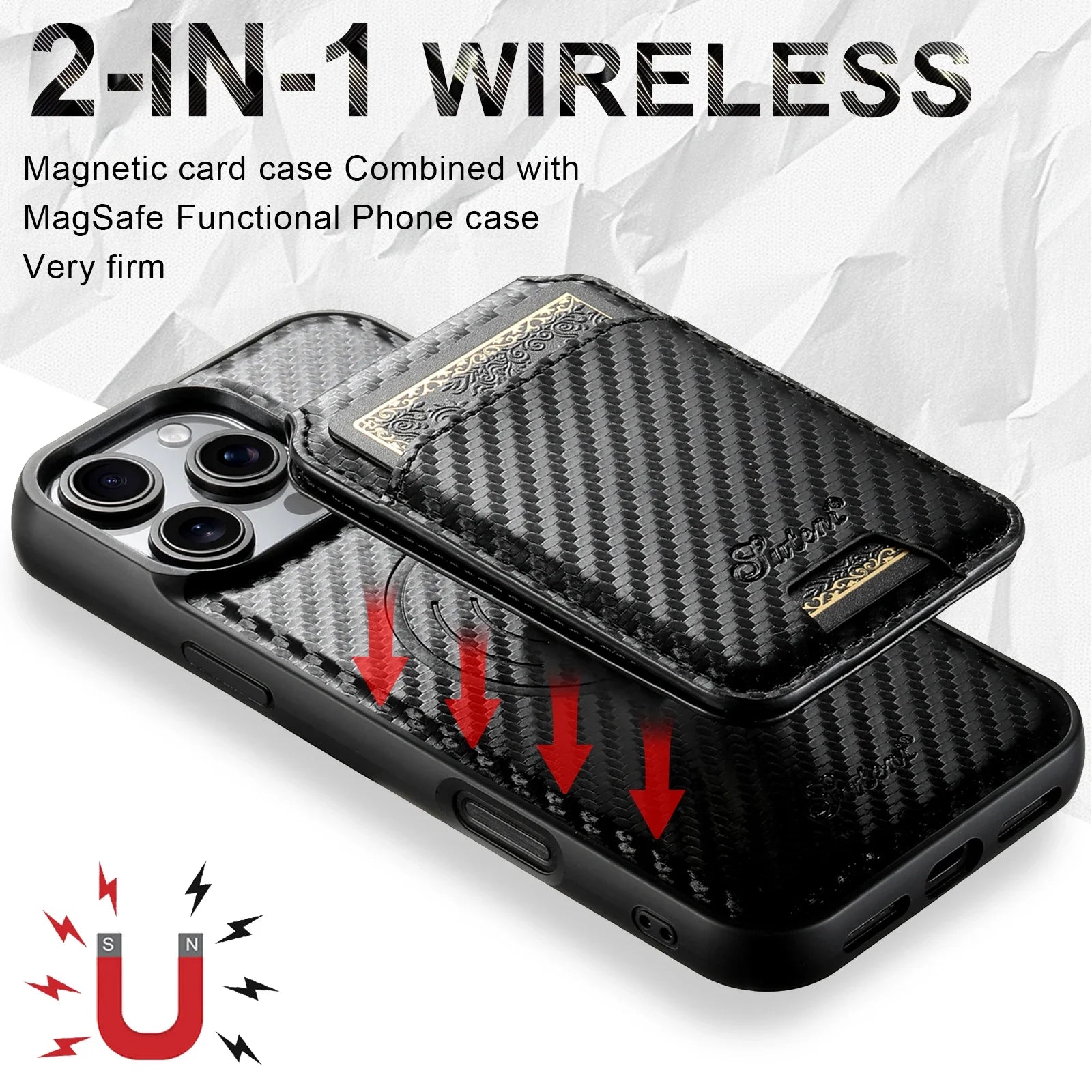 2-in-1 Detachable MagSafe PU Leather Wallet Case for iPhone 15 Series