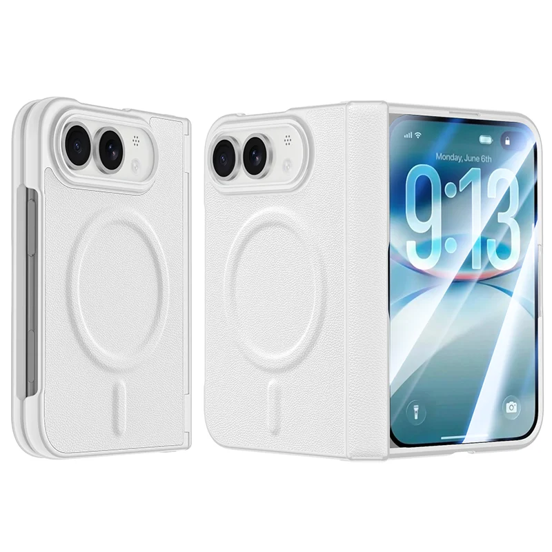 Textured PU Leather Hinge Protection Case for iPhone Duo